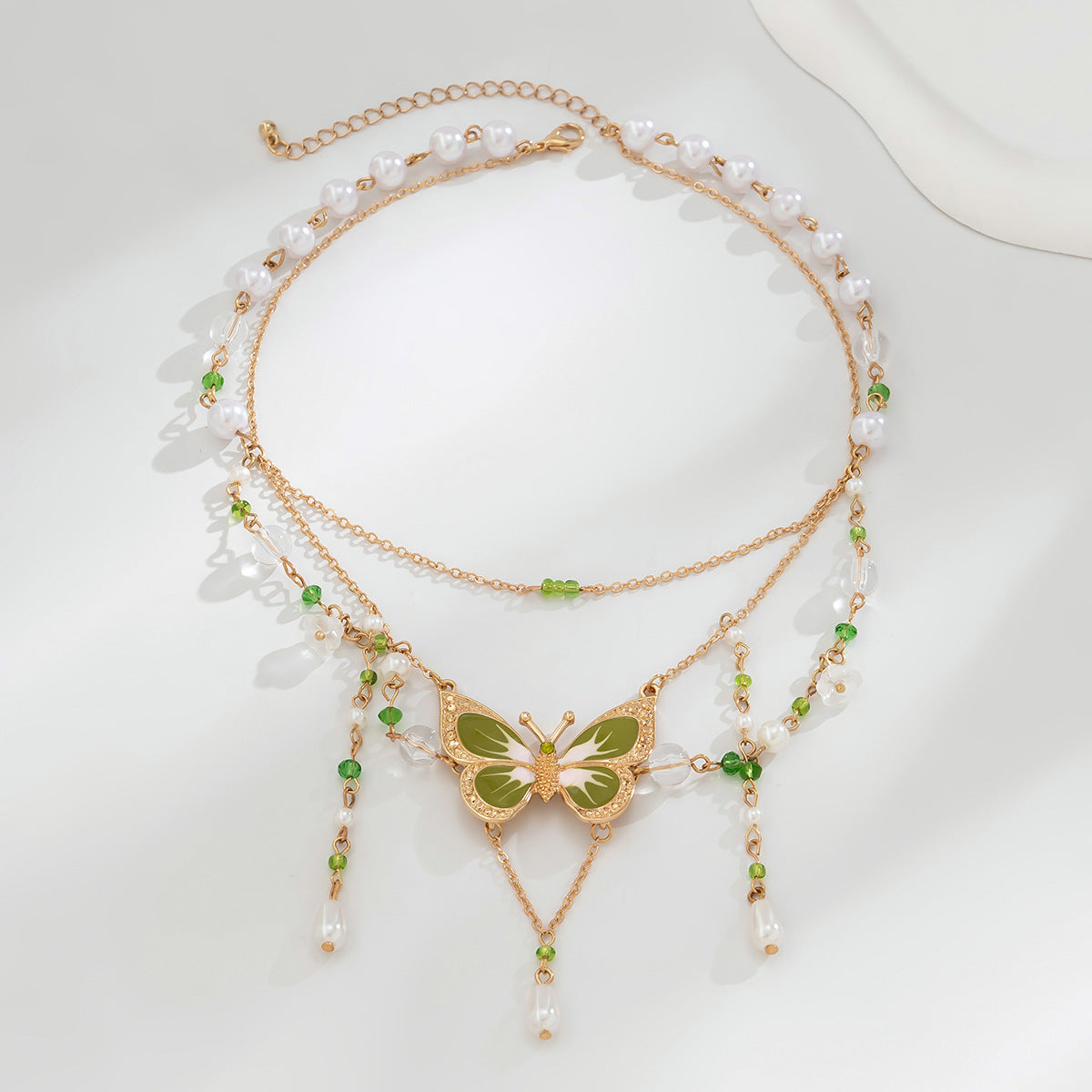 Butterfly Choker - Beaded Jewelry, Stylish Layered Shine for Trendy Outfits