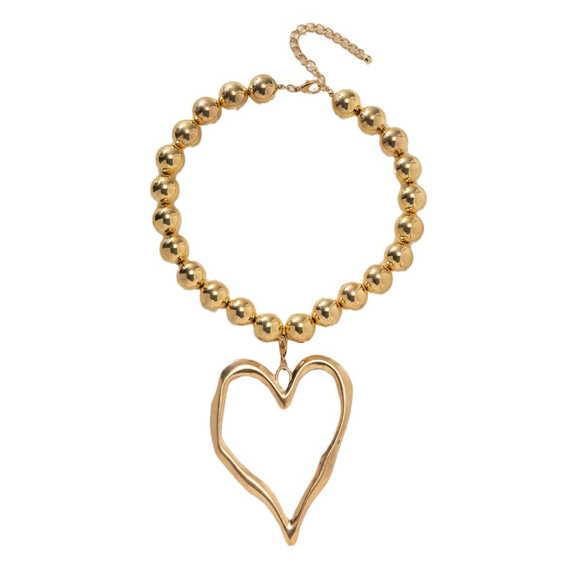 Alloy Necklace: Double Layer Irregular Heart Pendant, Lightweight for Daily