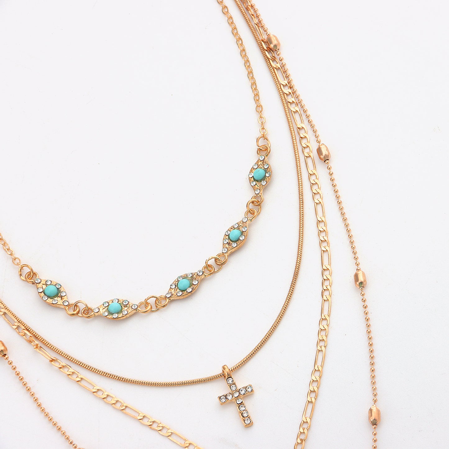 Layered Pendant Necklace - Chic Multi-Layer Style, Shiny Finish for Parties