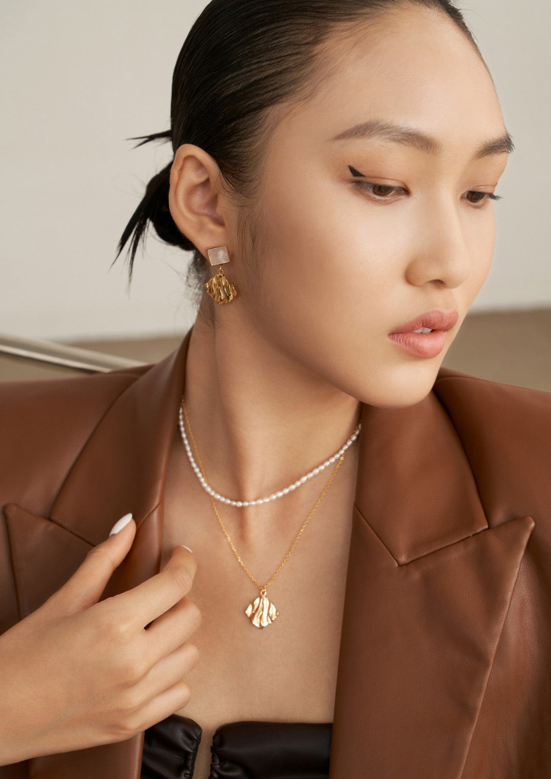 Geometrics Gold Vermeil Earrings Necklaces Set