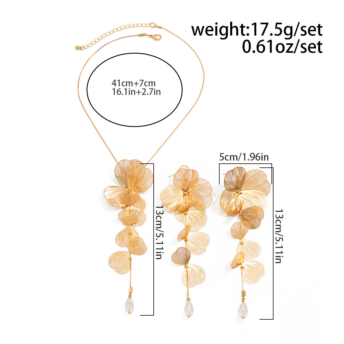 Jewelry Set - Elegant Alloy Necklace Matching Earrings, Trendy for Office or Coffee Dates