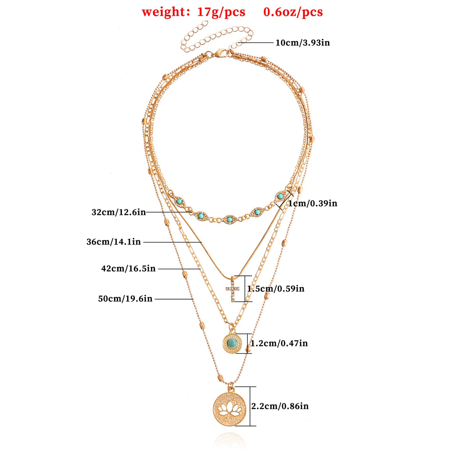 Layered Pendant Necklace - Chic Multi-Layer Style, Shiny Finish for Parties