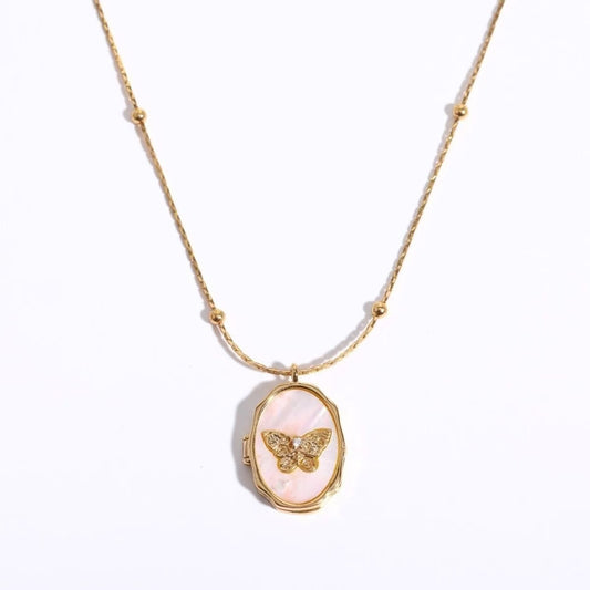 Suklaur 18K Gold Plated Butterfly Photo Locket – Personalized Keepsake Necklace