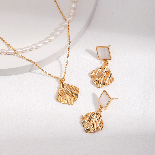 Geometrics Gold Vermeil Earrings Necklaces Set