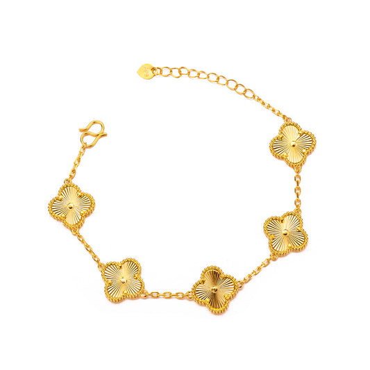 Stainless Steel Jewelry - 18K Gold Clover Bracelet, Trendy & Elegant for Parties or Travel